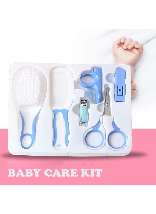 مجموعة العناية بالأطفال حديثي الولادة والأطفال مكونة من 6 قطع، تتضمن مقص أظافر للأطفال، ومقص، وفرشاة شعر، ومشط، ومجموعة للعناية بالأظافر والشعر مع حقيبة تخزين (أزرق) - Image 3